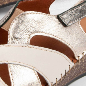 Sandalia De Cuña - Beige - Altura: 4 Cm