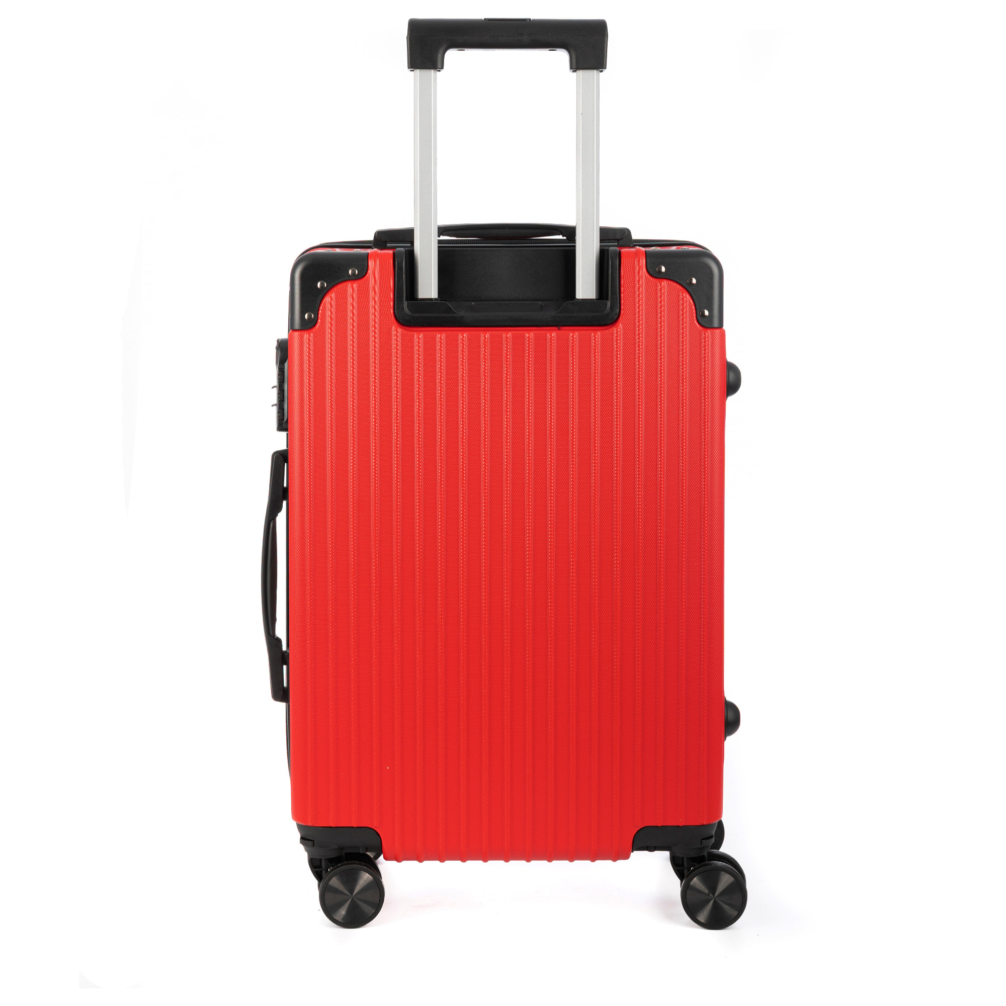 DAM Set di 3 valigie Trolley, in materiale leggero ABS ad alta resistenza con angoli rinforzati. Chiusura numerica e 4 ruote doppie estraibili e girevoli a 360°. 52x31x78 cm. Colore: Rosso