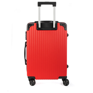 DAM Set di 3 valigie Trolley, in materiale leggero ABS ad alta resistenza con angoli rinforzati. Chiusura numerica e 4 ruote doppie estraibili e girevoli a 360°. 52x31x78 cm. Colore: Rosso
