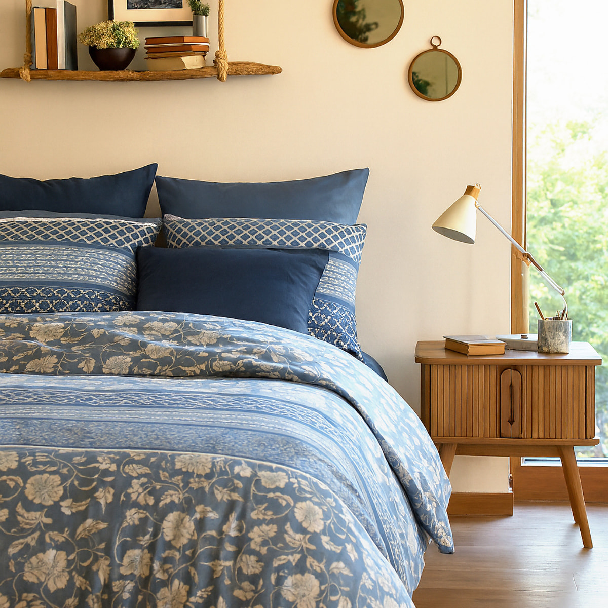 Parure Housse De Couette 3pcs avec Taies oreiller 100% coton Bio 57fils Debby