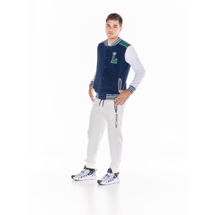 Chaqueta bomber universitaria con botones para hombre