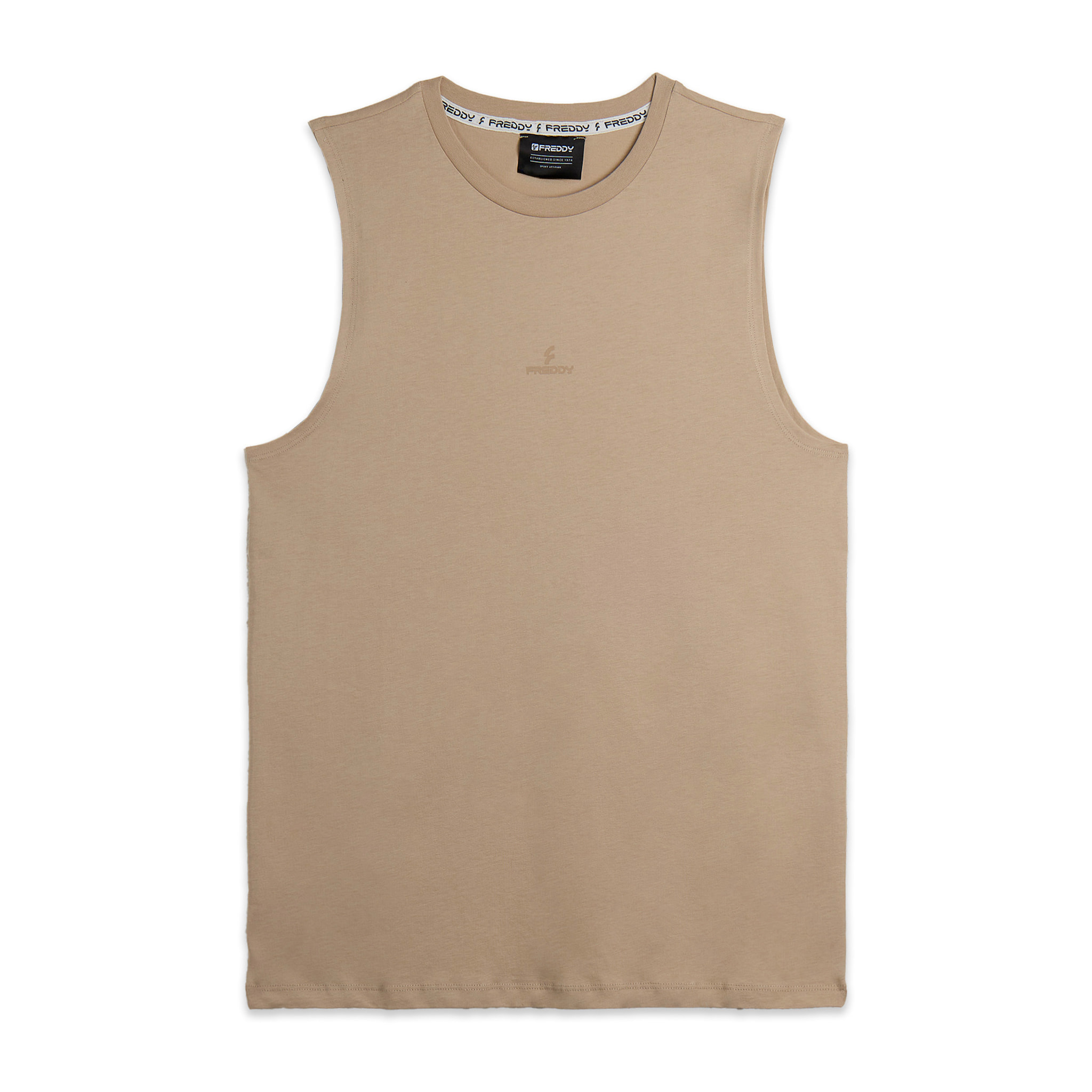 T-shirt smanicata girocollo