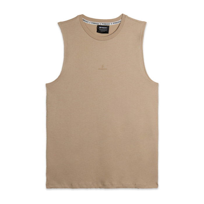 T-shirt smanicata girocollo