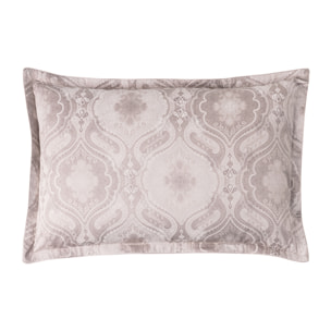 Taie d'oreiller imprimée en satin de coton bio, SHALIMAR, Rosee