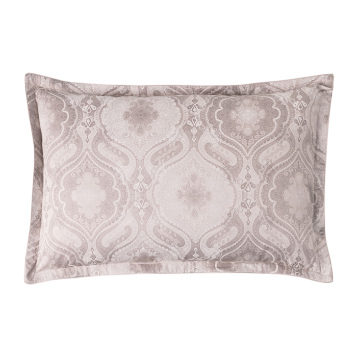 Taie d'oreiller imprimée en satin de coton bio, SHALIMAR, Rosee