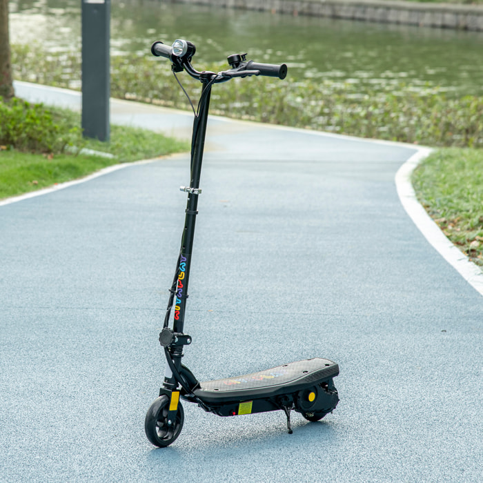 Patinete Eléctrico para Niños de 7-14 Años, Plegable, Patín Eléctrico, Max. 12 km/h, Motor 120 W, Autonomía Máxima 10 km, con Manillar Ajustable en Altura, Faro LED y Freno, Negro
