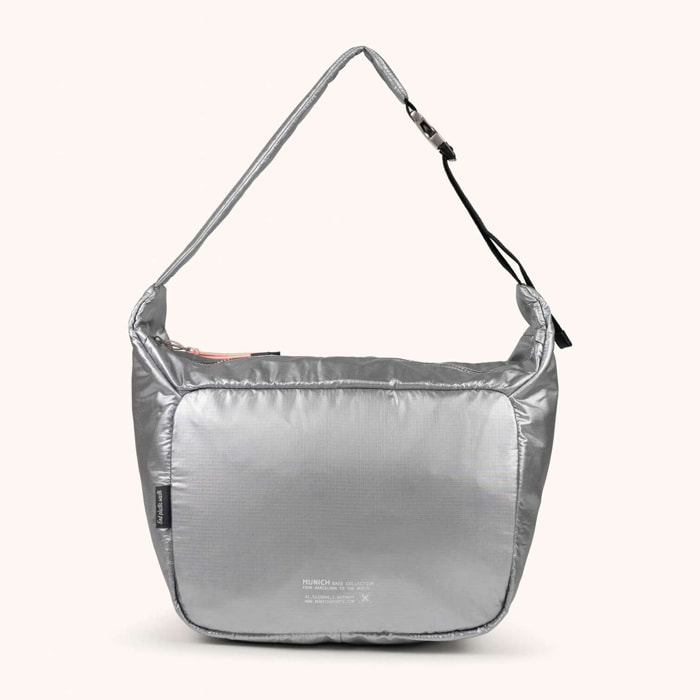 Bolso Hobo Minimalista en Poliamida Reciclada DEEP RECYCLED HOBO PLATA