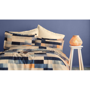 Parure housse de couette 240x220 cm et 2 taies d'oreiller 63x63cm satin de coton imprimé