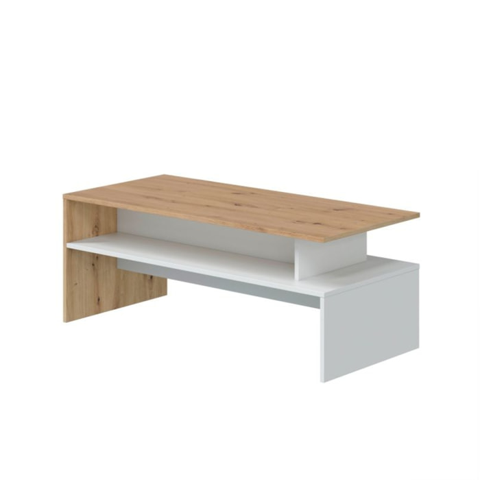 Mesa de centro Lyra Blanco Artik (Blanco Mate) - Roble Nodi