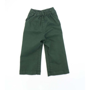 Pantalón de sarga verde con botones beige