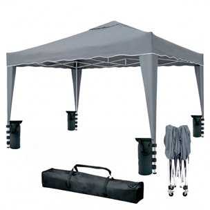Gazebo Pieghevole 3x4 M in Acciaio con Telo Idrorepellente 160 g/m² Anti-UV Struttura Robusta Apertura Rapida a Fisarmonica con Borsa 4 Sacche Grigio