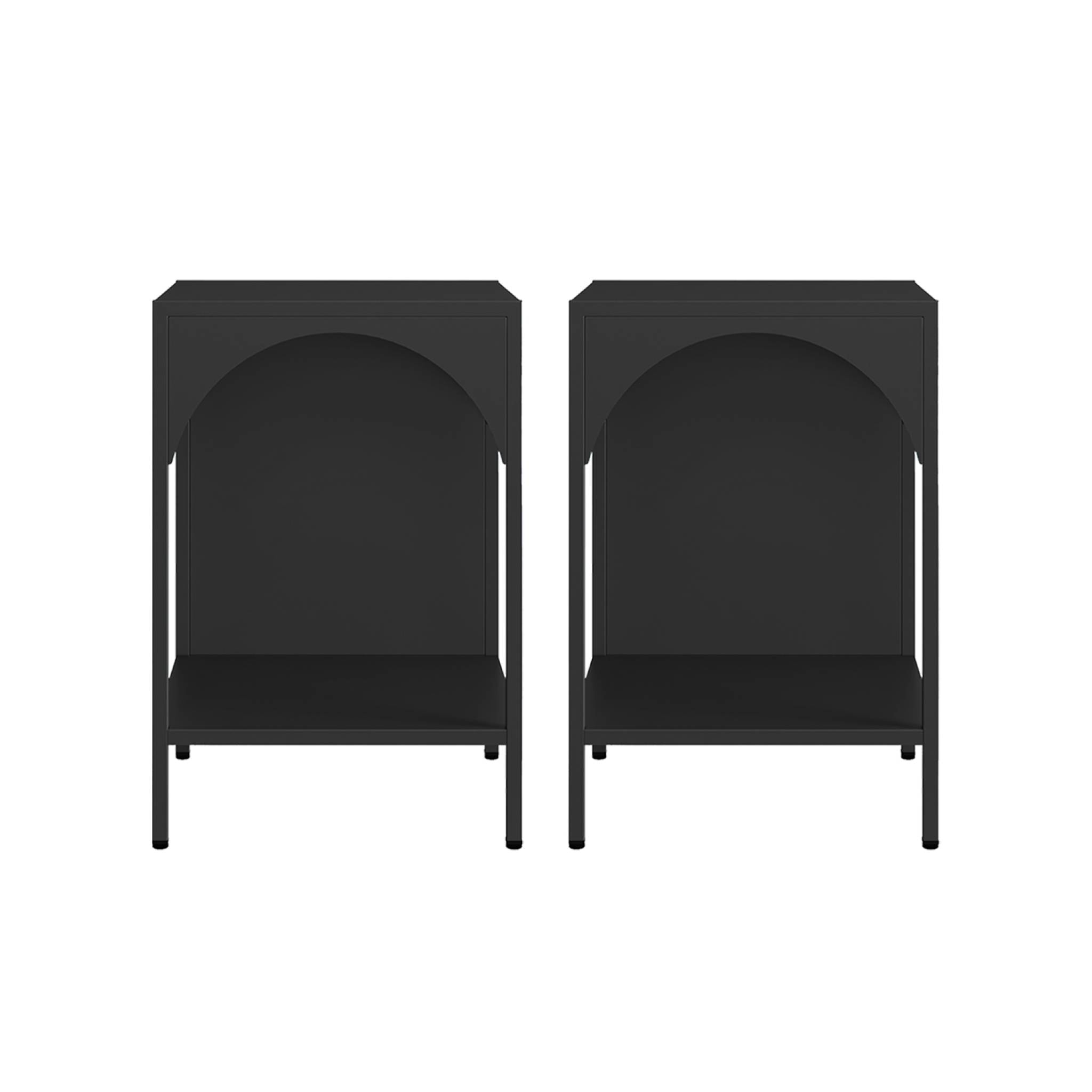 Lot de 2 tables de chevet. tables d'appoint en acier style industriel. noir. L 35 x l 35 x H 52cm