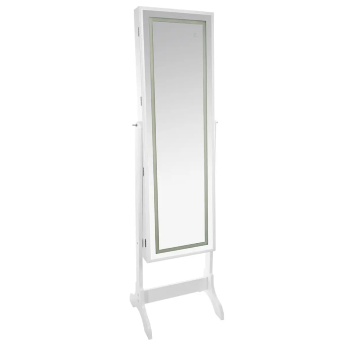 Armoire à bijoux LED verre - blanc - 47x155 cm