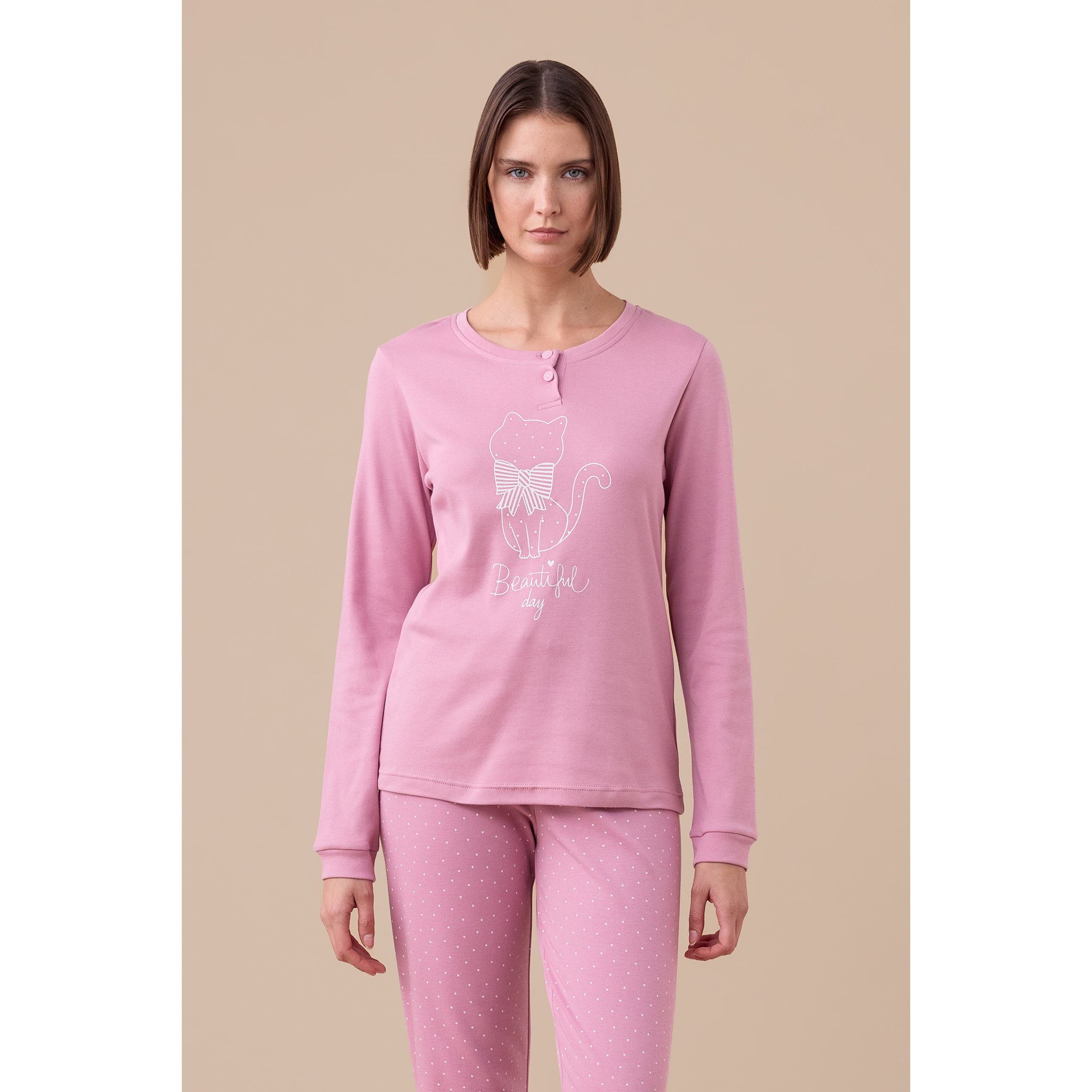 Pigiama donna invernale in caldo cotone articolo pois. Noidinotte