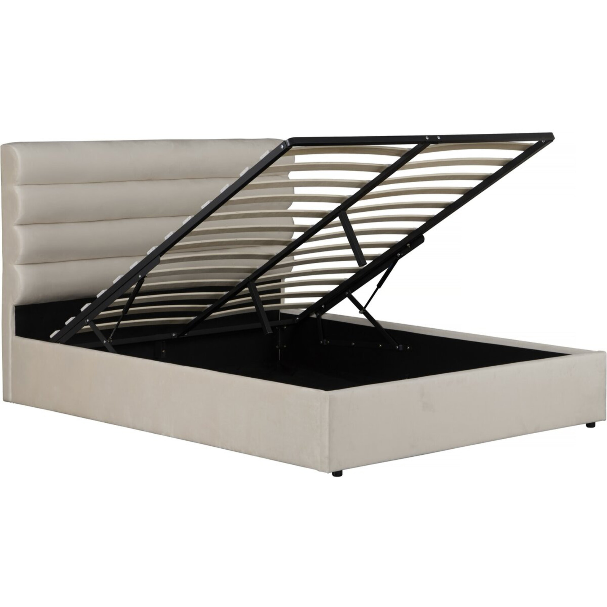 Lit double en velours design "Livigno" - 160 x 200 cm - Beige