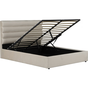 Lit double en velours design "Livigno" - 160 x 200 cm - Beige