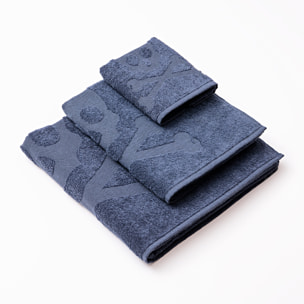 Set de toallas de baño calavera (tocador 30x50cm + manos 50x90cm + baño 70x140cm) 100%algodón azul scalpers home