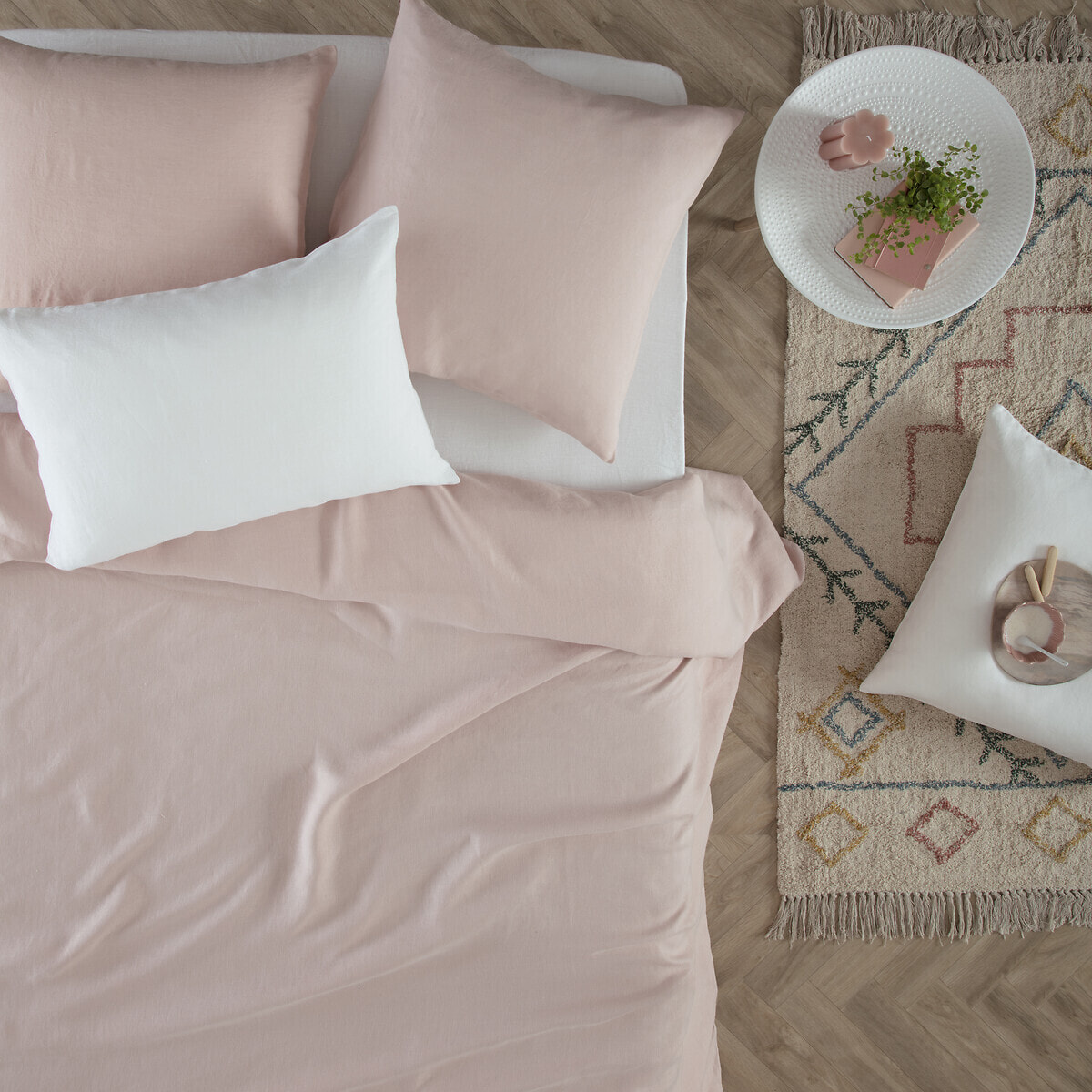 Housse de couette "Linah" - rose - lin lavé 240x220 cm