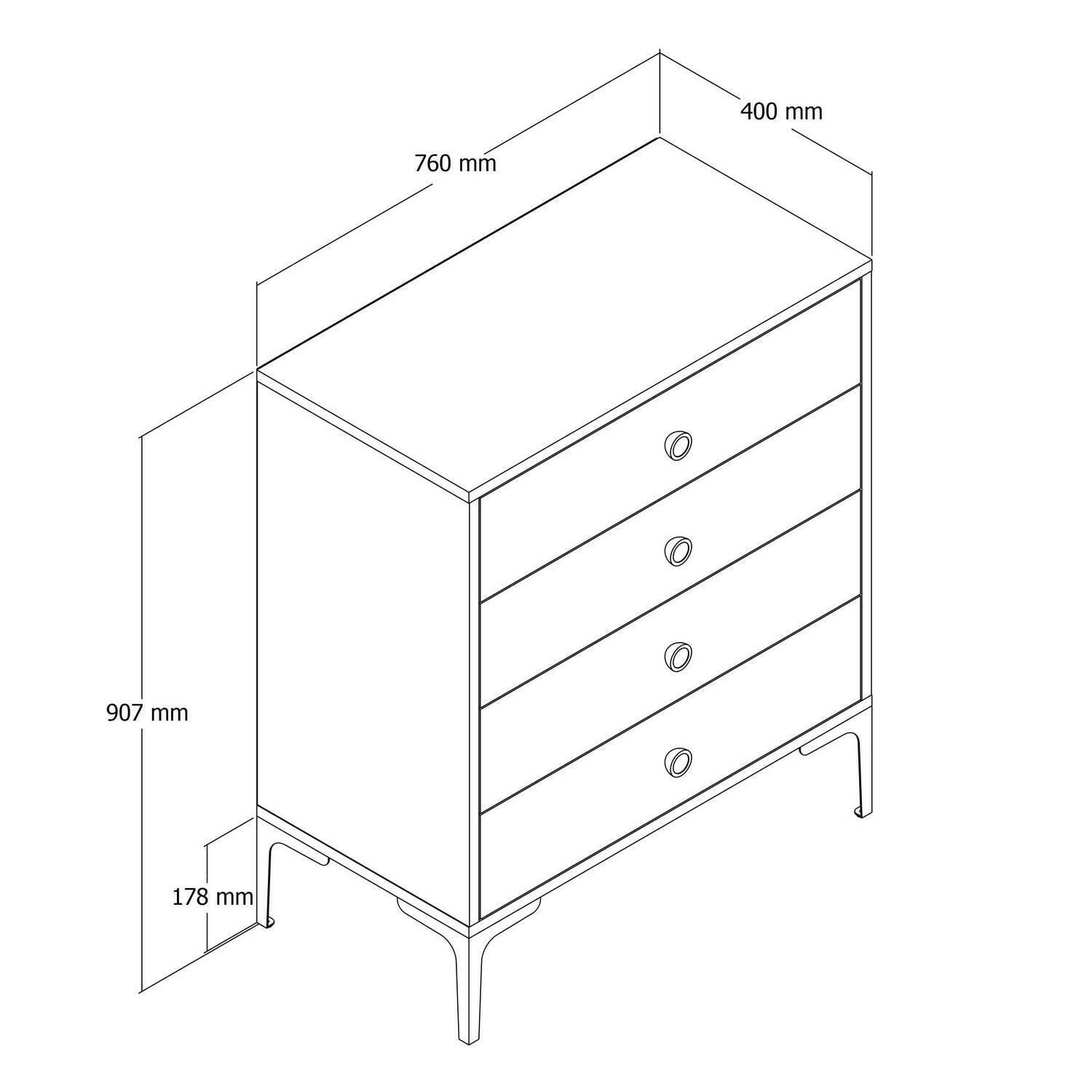 Cassettiera Daceitun, Settimino multiuso, Comò camera da letto, Mobile con cassetti, 76x40h91 cm, Noce e Bianco