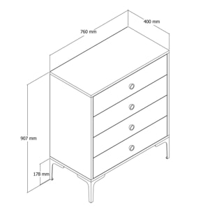 Cassettiera Daceitun, Settimino multiuso, Comò camera da letto, Mobile con cassetti, 76x40h91 cm, Noce e Bianco