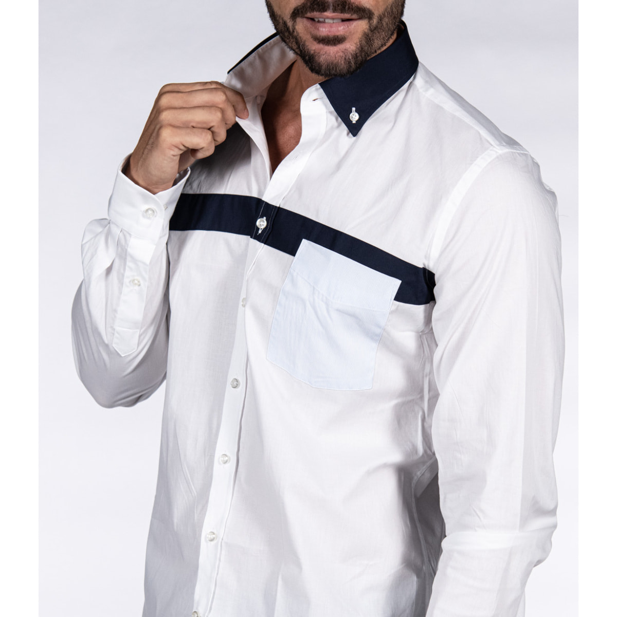 Camicia Uomo Popeline Stretch Unito Bianco
