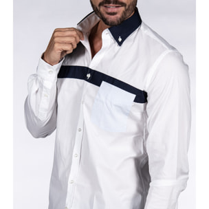 Camicia Uomo Popeline Stretch Unito Bianco