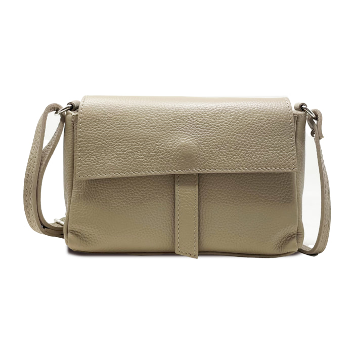 Chicca Borse - Tracollina Clutch Donna in Vera Pelle - Colore Fango