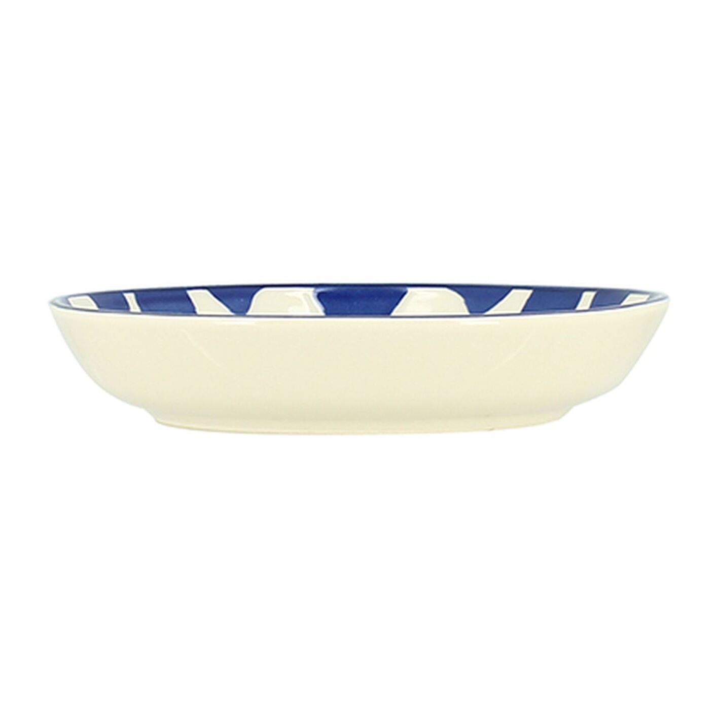 Lot de 6 assiettes creuses 20,5cm en grès bleu et blanc PALM BEACH