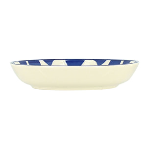 Lot de 6 assiettes creuses 20,5cm en grès bleu et blanc PALM BEACH
