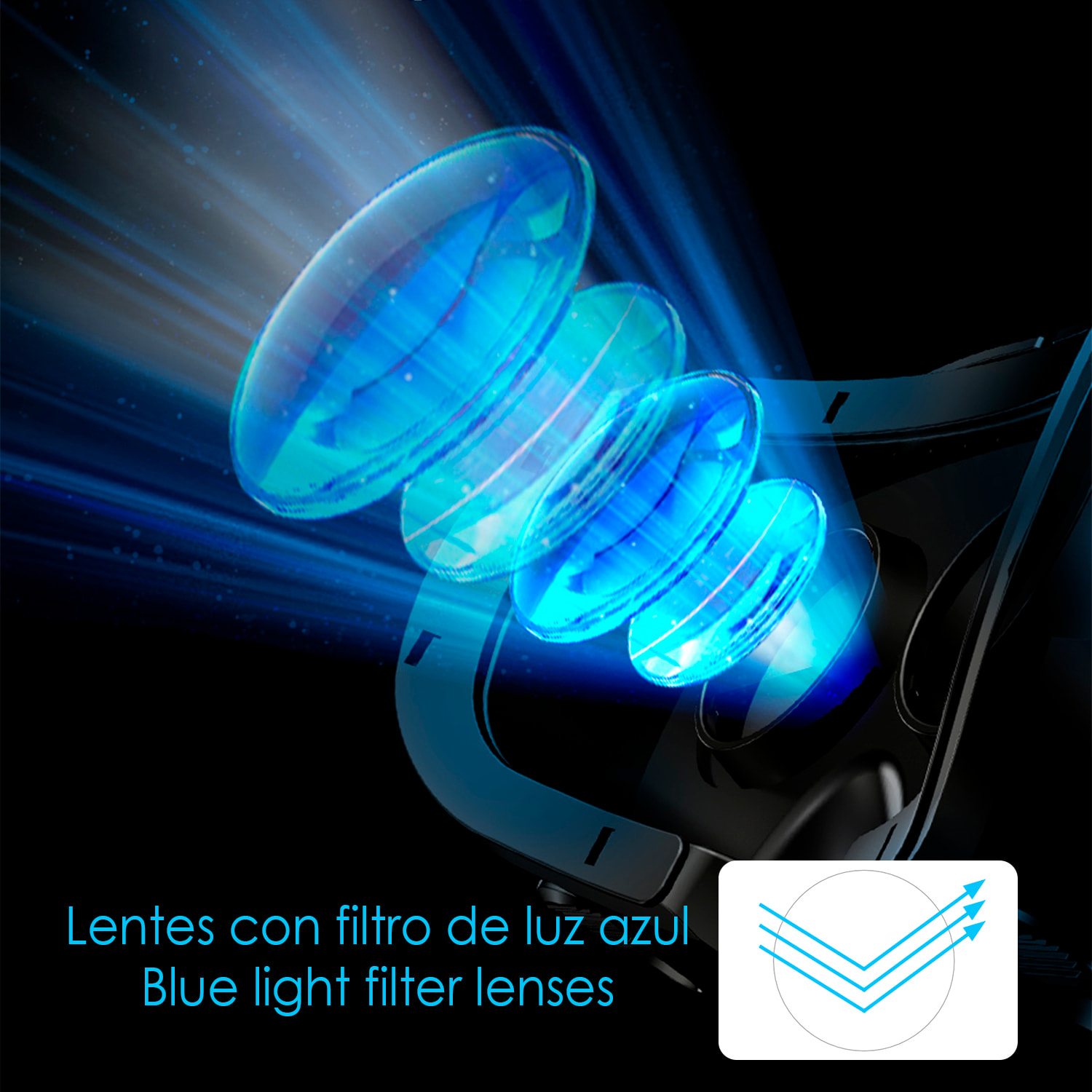 Occhiali per realtà virtuale PRO+ Blu-ray. Cuffie Hi-Fi integrate, vista panoramica a 360º. Compatibili con IOS e Android.