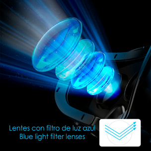 Occhiali per realtà virtuale PRO+ Blu-ray. Cuffie Hi-Fi integrate, vista panoramica a 360º. Compatibili con IOS e Android.