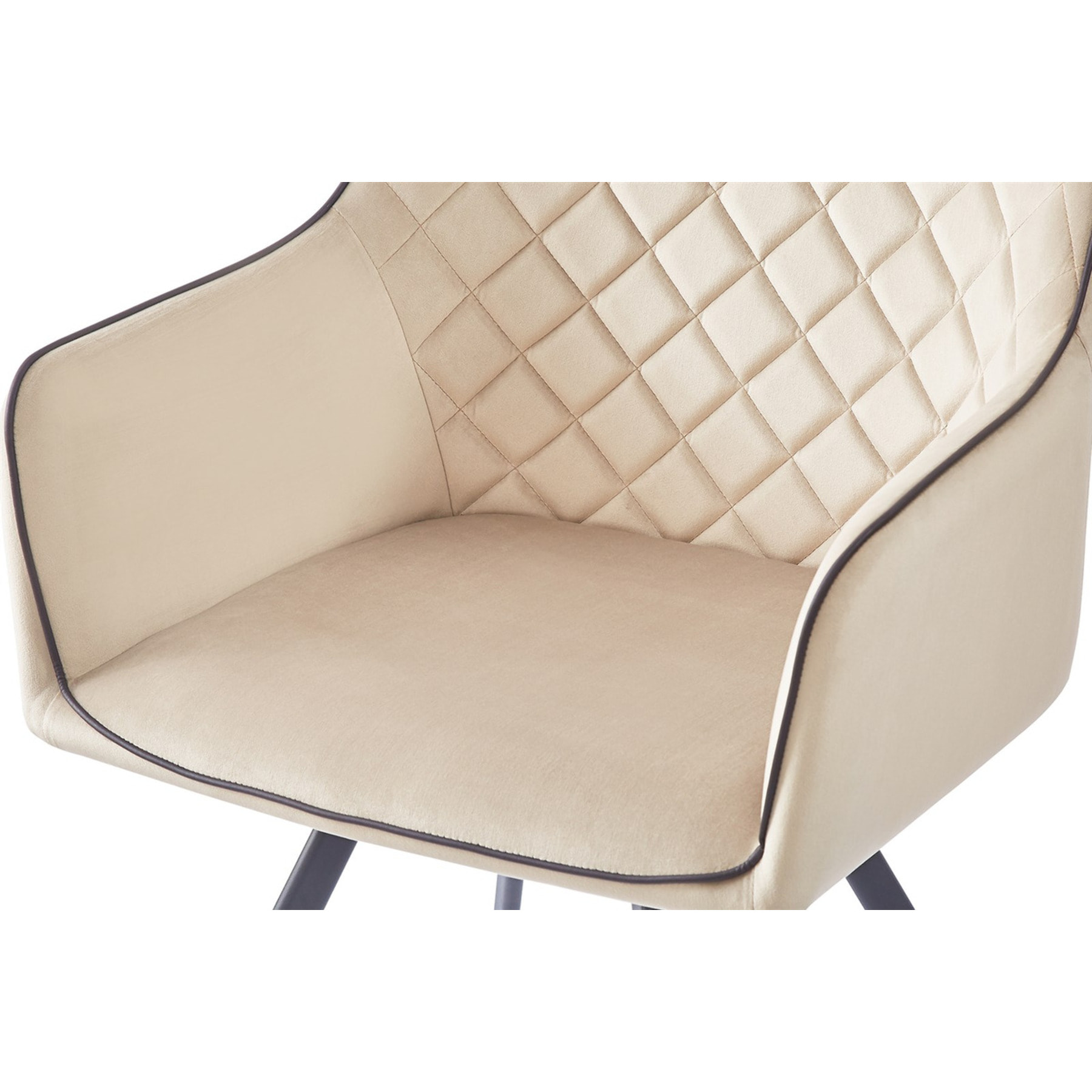 Sedia di design Amber in velluto beige e ferro