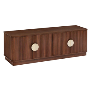 Meuble bas 4 portes 2 étagères Wany marron 140x40cm