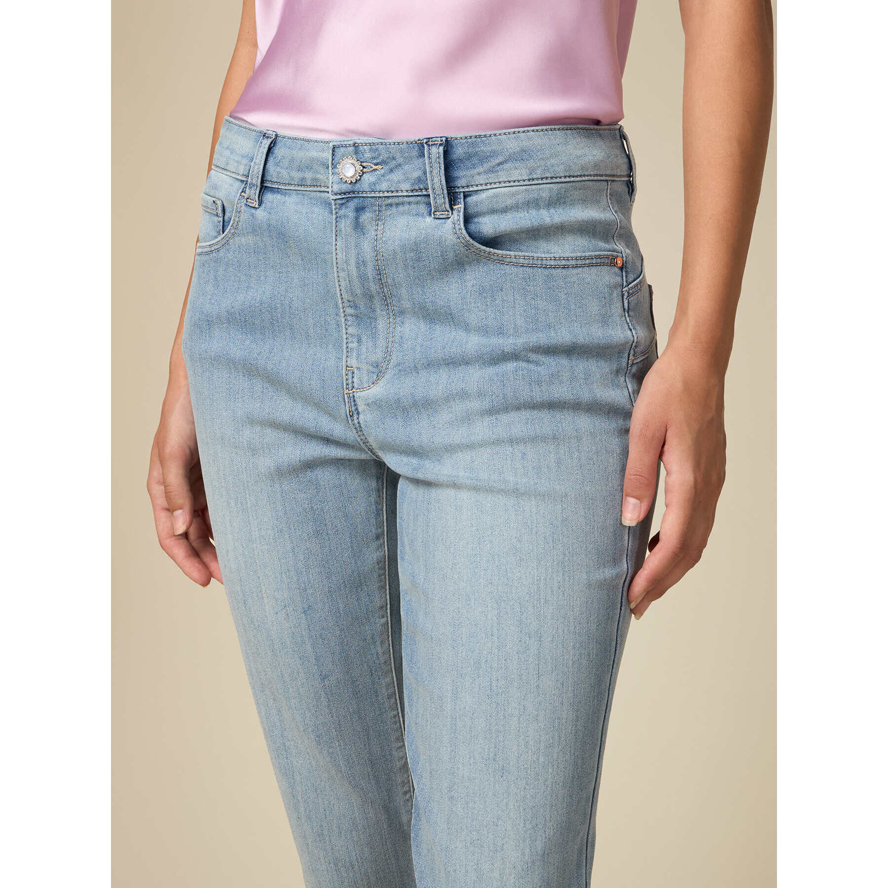 Oltre - Jeans skinny stone bleach - Azzurro