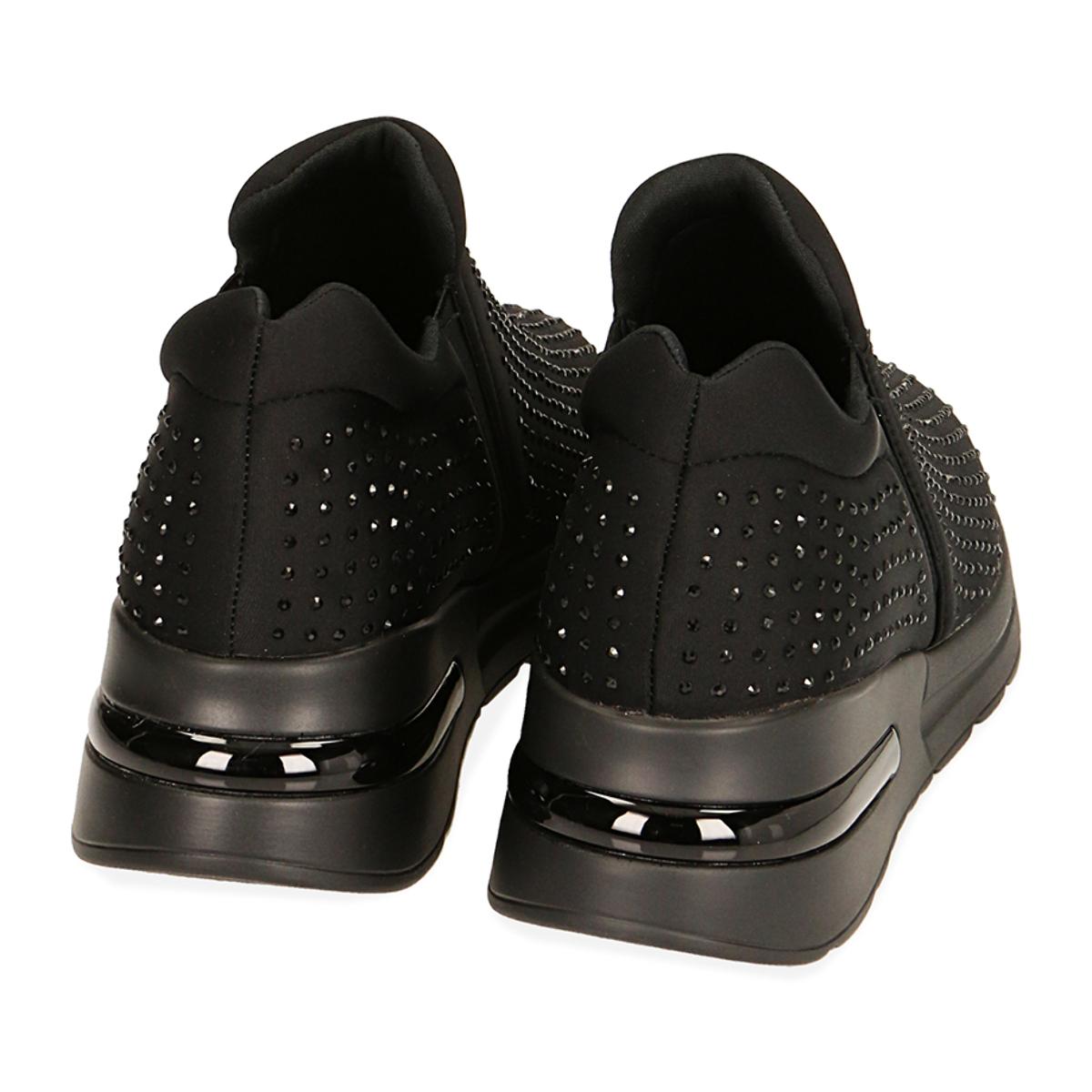 Slip-on nere in lycra con strass