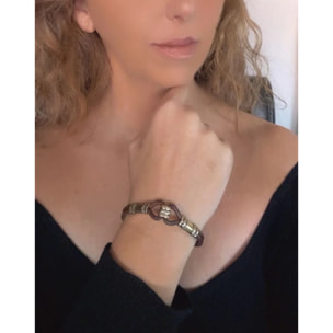 Pulsera cuero y latón enlazado artesanal áºnicas