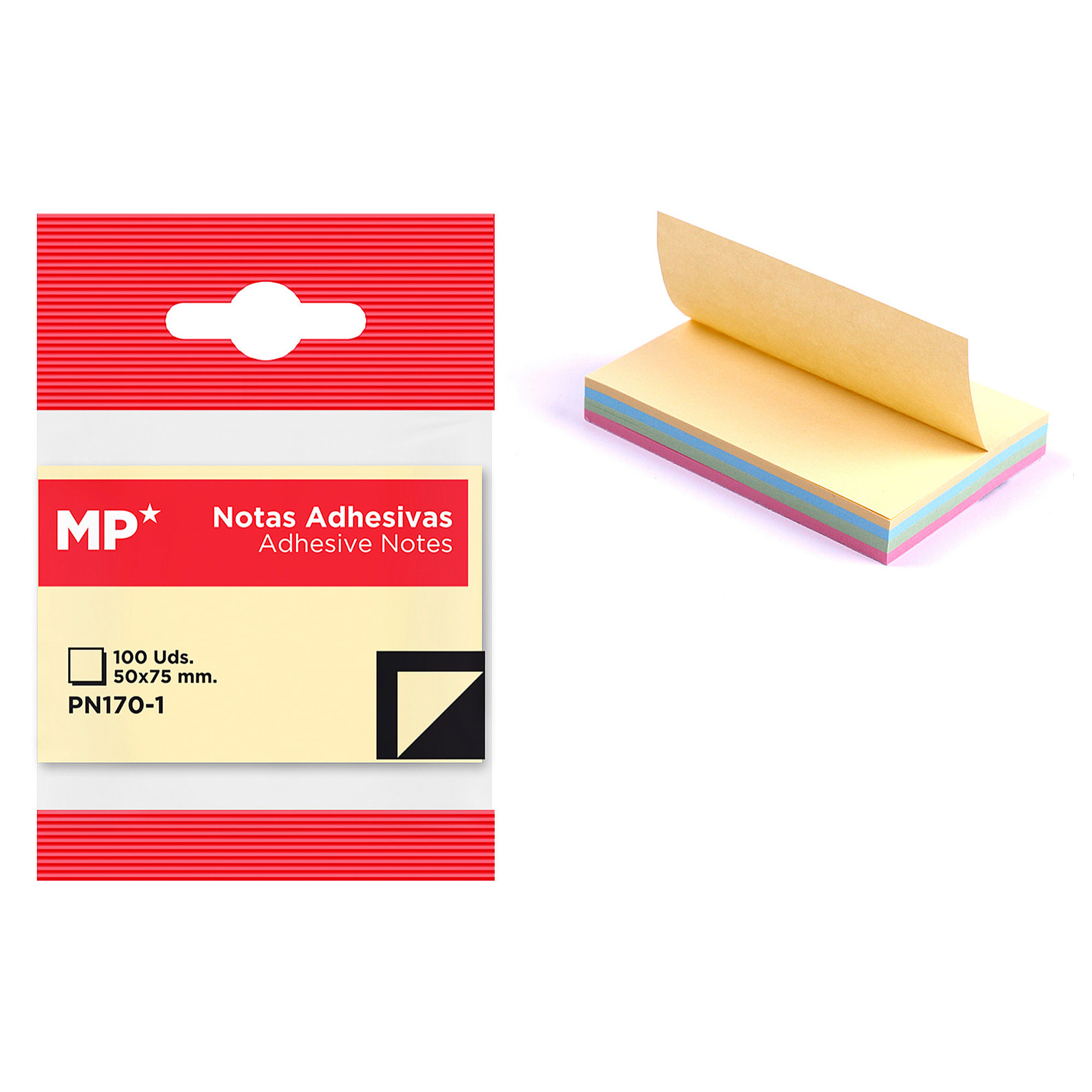 PACK 12 UNITA' NOTE ADESIVE 50 x 75 mm 100 FOGLI MULTICOLOR