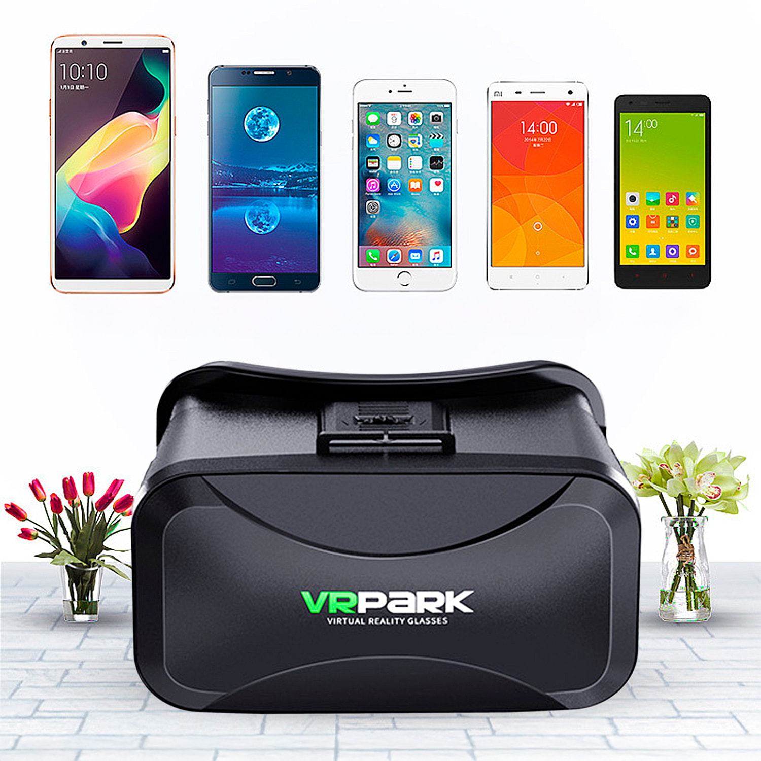 Gafas de realidad virtual V7. Protección contra luz azul, vista panorámica 360º. Compatibles con IOS y Android.