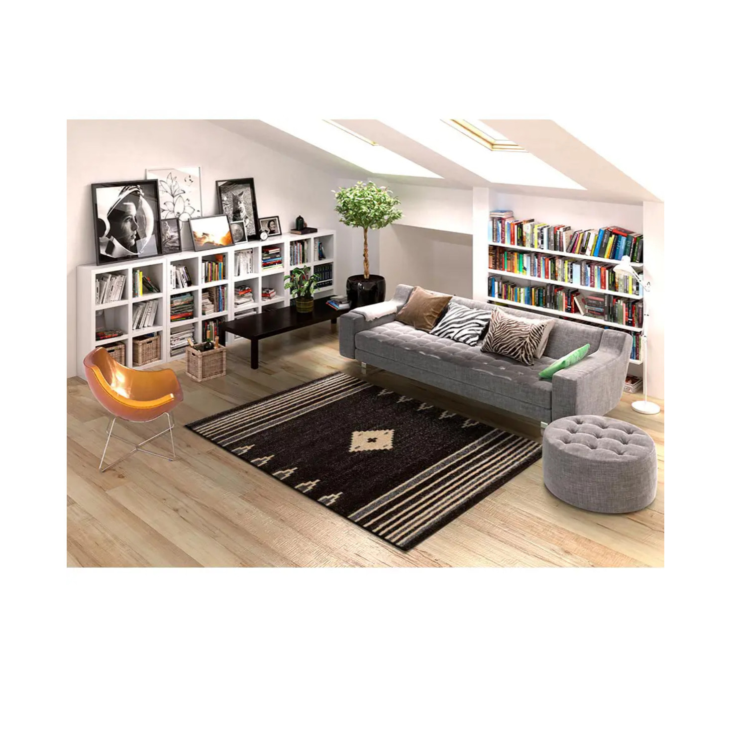 NEW YORK Alfombra étnica de pelo corto antracita, varias medidas disponibles.