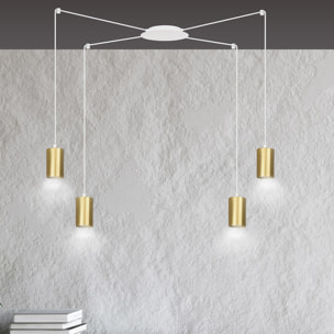 Lampada a sospensione TRAKER in acciaio bianco e oro
