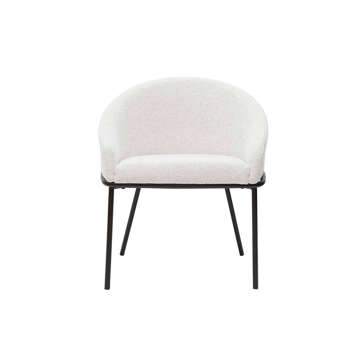 Chaise design en tissu velours chenille blanc cassé et métal noir JENNA