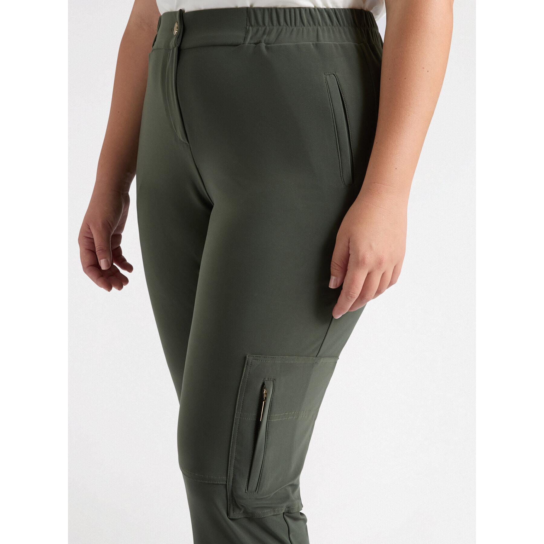 Fiorella Rubino - pantalones cargo de punto - Verde militare