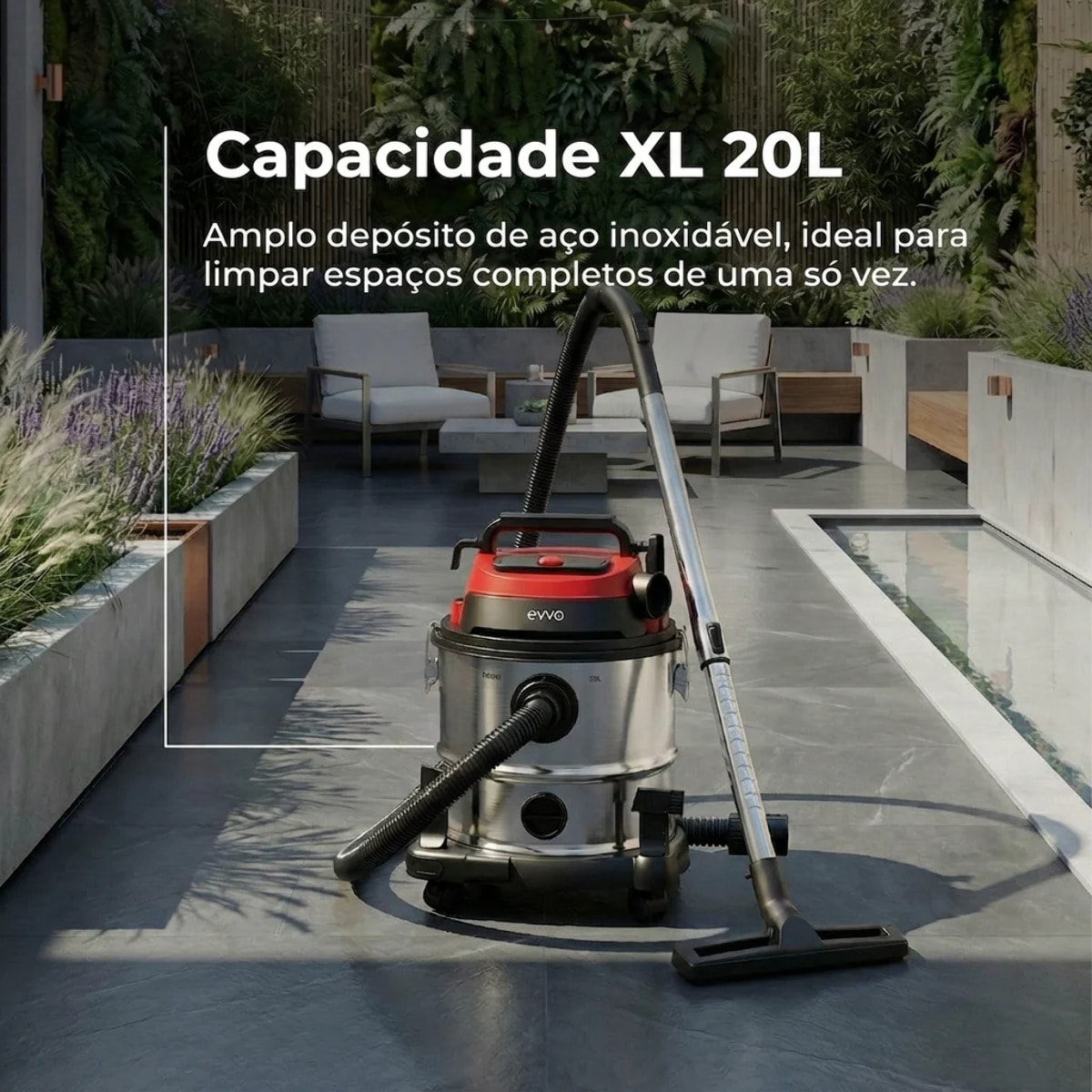 Aspirador Sólidos y Líquidos EVVO AE84, 1380W, 20L, Función Soplado y Filtro HEPA