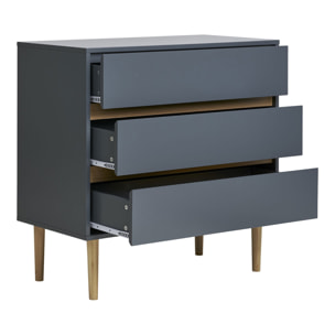 Cassettiera Bisley a 3 cassetti in legno grigio scuro 80×40×80 cm