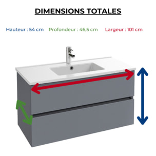 Meuble vasque Tolbiac gris anthracite + miroir led