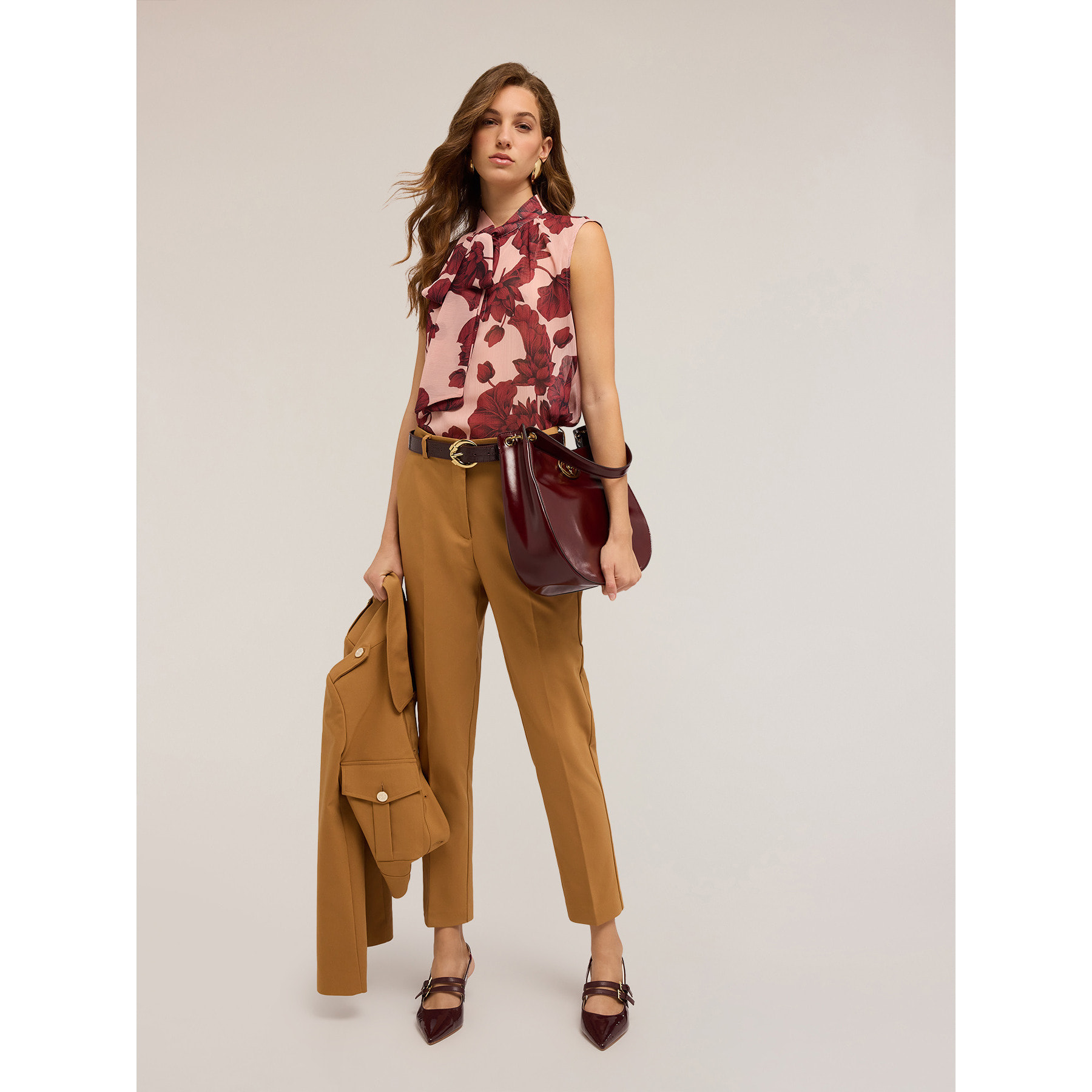 Motivi - Blusa floreale in creponne - Rosa cipria