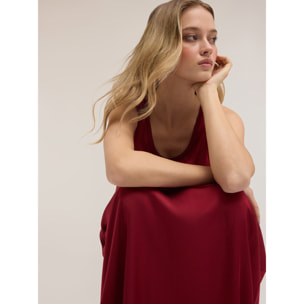 Motivi - Vestido oversize en raso de viscosa - Burgundy