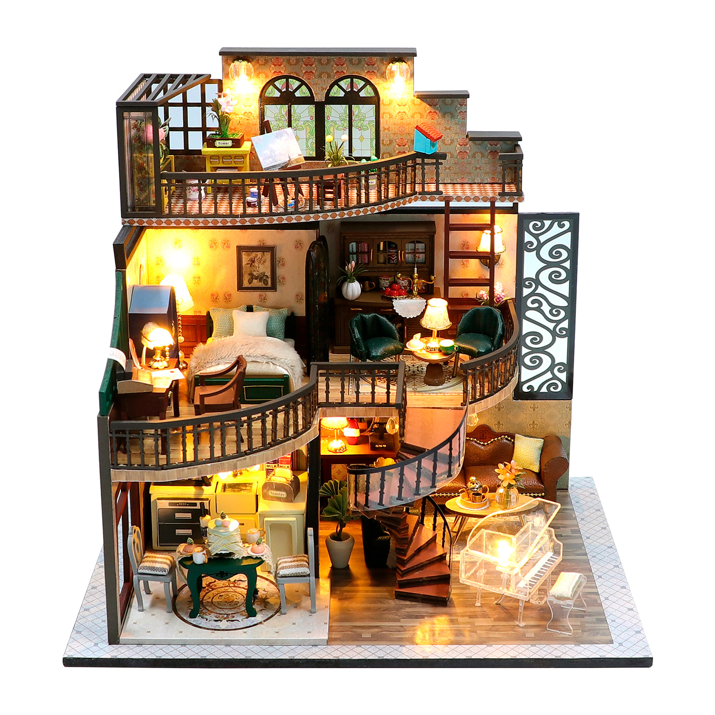 Pabellón de ensueño. Maqueta 3D realista con gran detalle y luces led.