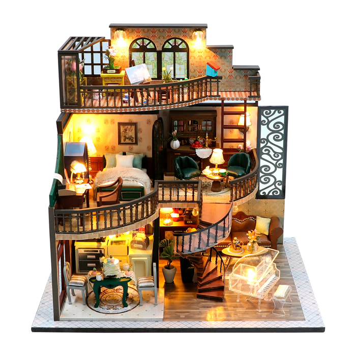 Pabellón de ensueño. Maqueta 3D realista con gran detalle y luces led.