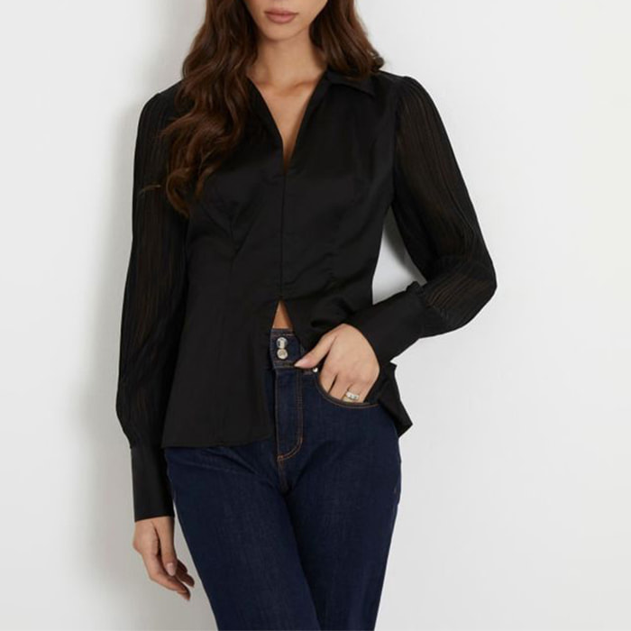 Chemise Amara - coupe classique - coton - noir